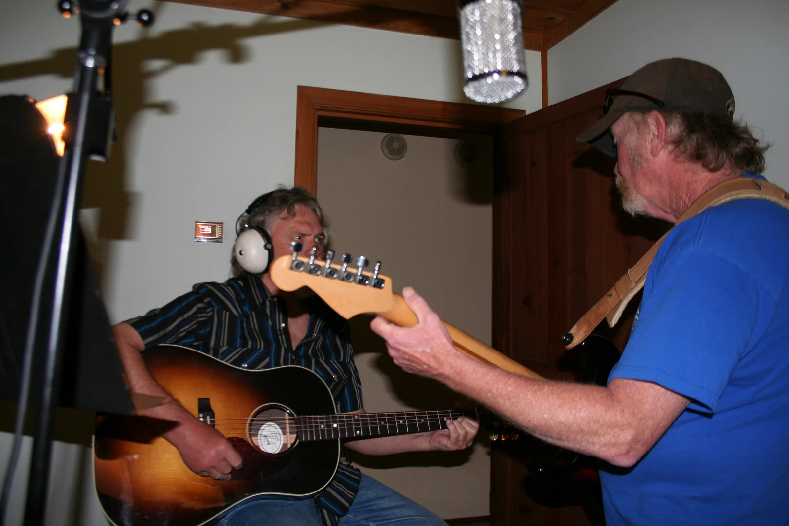 Michael Seward and lead guitarist Johnny Napp recording together